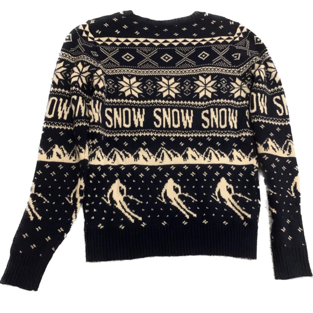 MOVING SALE Winter blue ski christmas ugly sweater with snowflakes